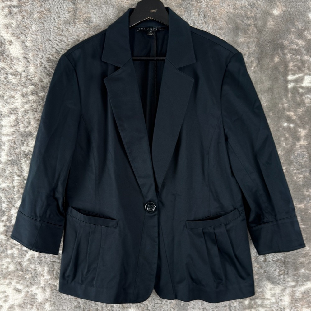 Lafayette 148 Size 12 Stretch Career Notched Blazer Jacket Black 3/4 Sleeve